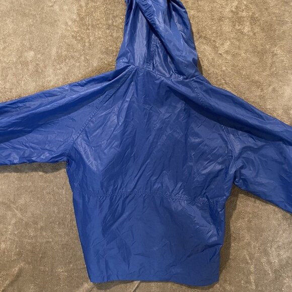 Women's TOTES Rain Coat Royal Blue Hooded With Large Pocket Size L Zipper Jacket - Picture 3 of 7